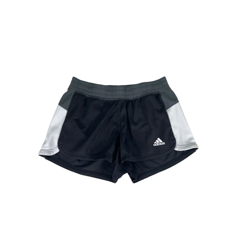 Adidas Women's Black/Gray Pacer Color-Block Knit Pull On Training Shorts - XS